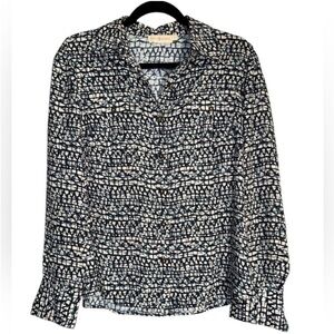 Tory Burch Blue & White Abstract Print Button Blouse - Size 4